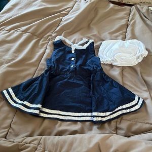 Navy blue baby girl sailors dress